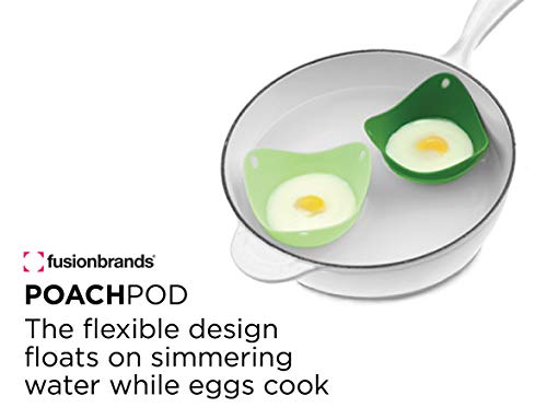 Fusionbrands Poachpod The Original Silicone, Floating Egg Poaching Cup, Green, 2 Pack #TOP2