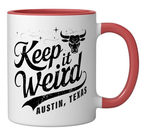 Mug de cerámica con diseño Austin Texas rojo y blanco miniatura 2