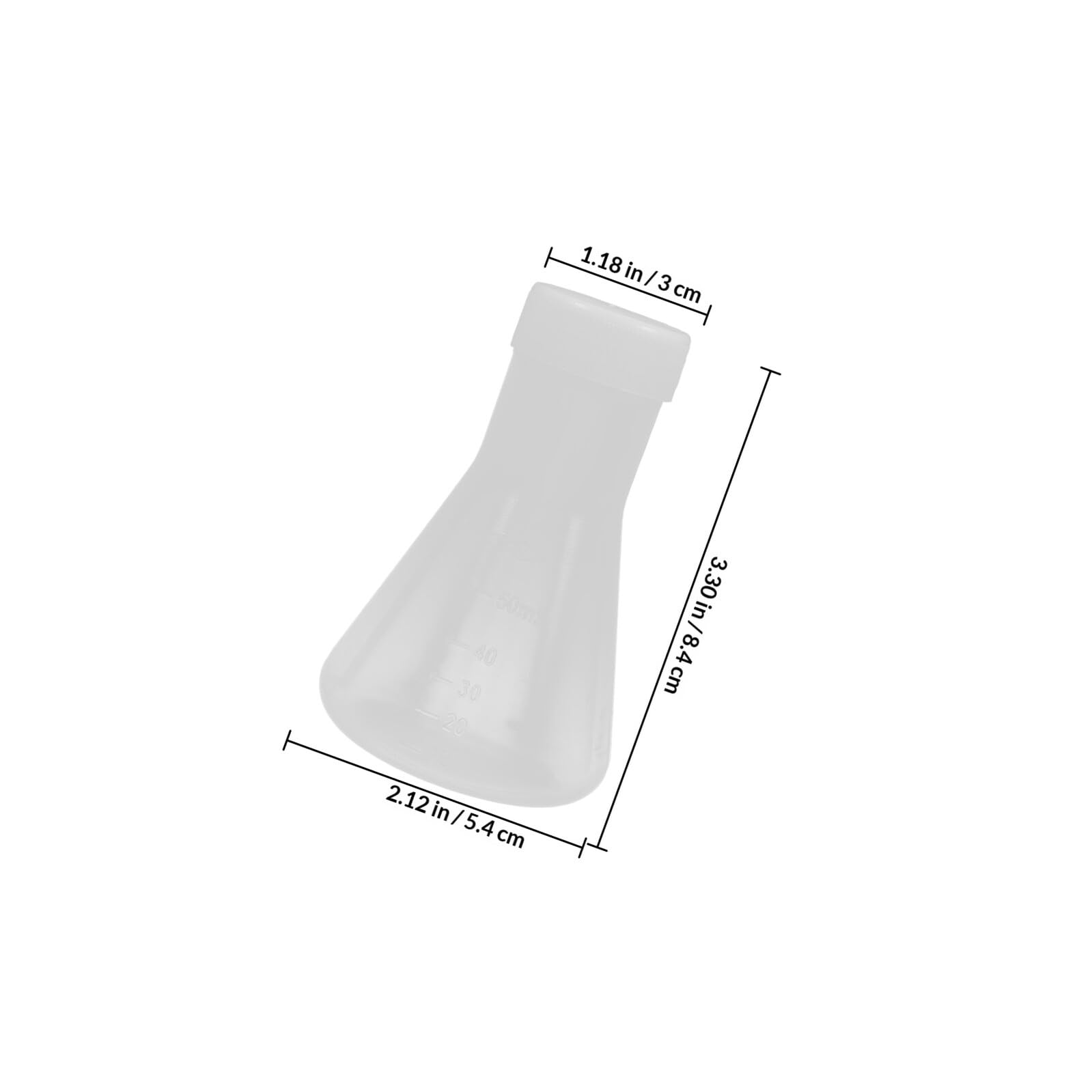 Konischer Erlenmeyerkolben mit Weiter Öffnung und Schutzkappe aus Kunststoff 4 Stück 50ml Chemie Kolben für Labor und Chemische Experimente