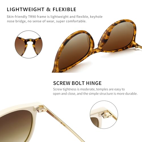 SUNGAIT 2 pairs Vintage Round Sunglasses for Women Men Classic Retro Designer Style SGT567HPSC-RBSC-9