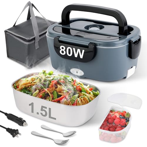 NestDin Electric Lunch Box, 80W Heated Lunch Box for Adults, 1.5L Portable Fast Heating Food Warmer