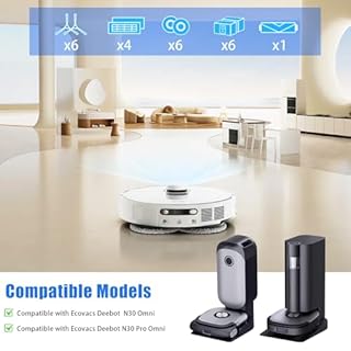Kit di accessori di ricambio Compatibile con ECOVACS DEEBOT N30 Pro Omni / N30 Omni Aspirapolvere Robot,1 Spazzola principale 6 Sacchetti di Raccolta Polvere 4 Filtri 4 Panni Mop 4 Spazzole laterali