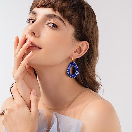 Colorful Beaded Hoop Dangle Earrings For Women Statement Boho Summer Beach Teardrop Drop Earrings Fashion Jewelry Gifts3