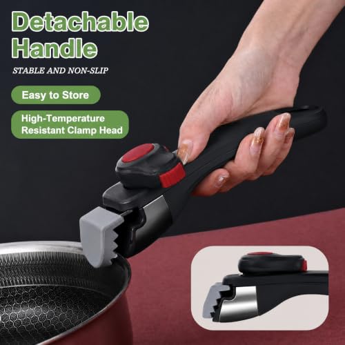 Miniatura 6 de Byfoyif Mango Extraible, Mango Sarten Desmontable Y Universal Con Clip, Asa Para Sarten Con Boca Dentada, Asa Para Ollas De 5 Kg, Mango Extraíble Universal Para Cocina, Restaurante, Hotel.