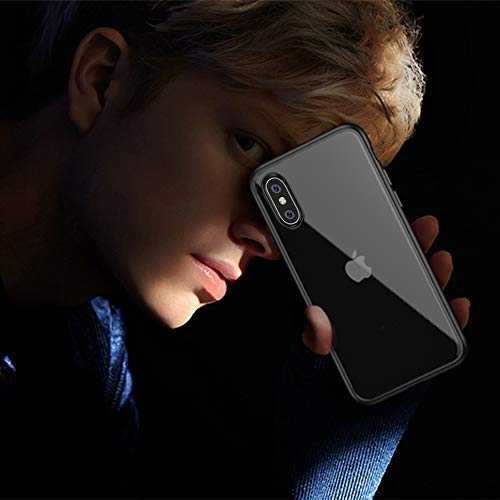 LAYJOY Funda iPhone XS MAX, Carcasa Ligera Silicona Negro Suave TPU Bumper y Transparente Duro PC Case Anti-Arañazos, Anti-Golpes Caso Cover 6.5 Pulgadas - Clear