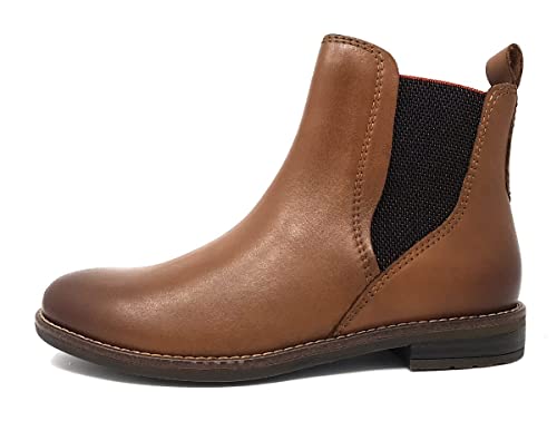 MARCO TOZZI Damen Chelsea Boots aus Leder zum Schlupfen, Braun...