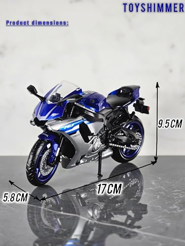 Image of die cast Yamaha YZFR1 Model Toy Metal Bike 1:12 Scale Realistic Alloy Metal Motorcycle Toy, Model Bike, Best Gift for Boys Men Kids Children (Blue)