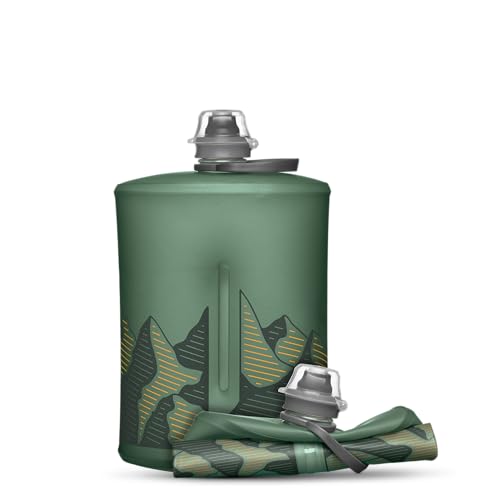 HydraPak Stow Collapsible Water Bottle 1L Ultralight Leak-Proof BPA-Free Filter Compatible Travel & Hiking Flask - Sage Green