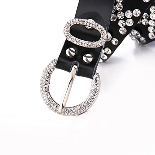 Goth Rhinestones Belts Women Genuine-Leather Straps Rhinestones Belts Cowgirl Y2K Girls Fashion Belt For Jeans Men Genuine-le4