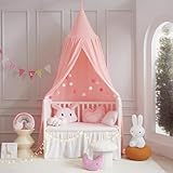 Bailix Premium Baldachin Kinderzimmer-Rosa Betthimmel aus 100% Baumwolle-Handgefertigter Betthimmel für Mädchen&Jungen- Kinderbett Himmel als Kinderzimmer...