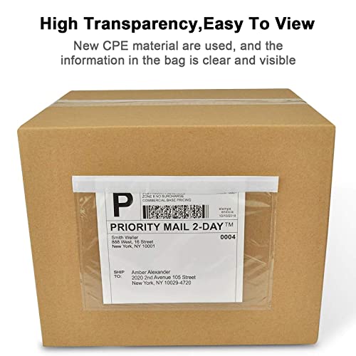 Neflaca 100 Pcs Shipping Label Sleeves, 7.5"X 5.5" Shipping Label Envelopes, Clear Envelopes Adhesive Top Loading Packing List #TOP2