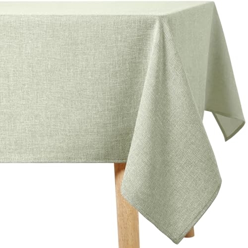 Homaxy Glitzer Tischdecke Abwaschbar Leinenoptik Rechteckig 140x240cm Groß Tischtuch Wasserabweisend mit Lotuseffekt Fleckschutz Tischwäsche für Wohnzimmer, Esszimmer, Party, Hellgrün