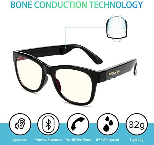 Bluetooth Headphones Wireless Stealth Headphone Glasses Sunglasses Bone Conduction Waterproof Intelligent Songs Artifact 6 Color Microphone Phone (Blue Light Radiation Resistant Solar Lenses)