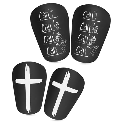 2 Pares Mini Espinilleras Futbol, 8x5cm Estilo Cruz y Letra Espinilleras Extra Pequeñas Espinilleras en Miniatura Espinilleras de Fútbol para Adolescentes Adultos Niños y Niñas