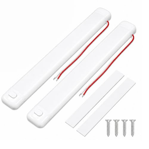 2PCS Éclairage Intérieur pour Auto LED 12V, Lampe LED pour Camping Car Reglette 96LED DC 12V-85V avec Interrupteur Bandeau Blanc Froid pour Camping Car Fourgon Camion Bateau Éclairage Intérieur