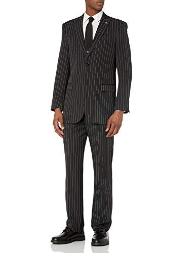 Stacy Adams Men s Mars Vested 3 Piece Suit, Black White, 42 Regular