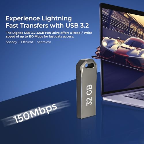 Image of Digitek (Dud 32G V3.2) USB 3.2 Flash Drive, 32GB Storage, High Speed Read & Write, Pen Drive, Magnetic, X-Ray & Temperature Resistant, Compatible with Windows & Mac OS