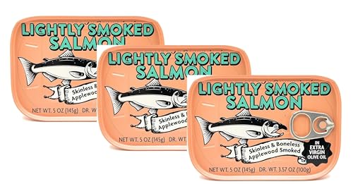 Lightly Smoked Salmon in Extra Virgin Olive Oil Applewood Smoked Net 5oz/145g – (Pack of 3)