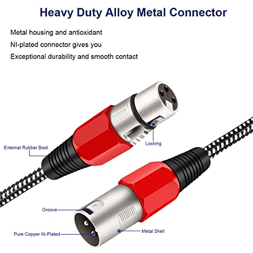 Xlr Cable 20 Ft/4 Pack, Microphone Cable 3 Pin Nylong Braided Balanced Xlr Male To Xlr Female Heavy Duty Mic Patch Cords #TOP1
