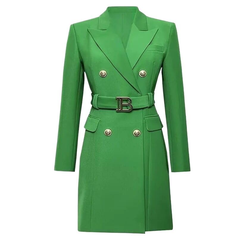 Womens Long Sleeve Double Blazer Jacket Women Office Lady Blazer Dress Spring Autumn Green XXL