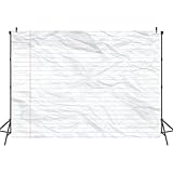 7x5FT White Clean Crumpled Notebook Paper Lines Vertical Crumpled Checkered Photography Backdrop Background Cloth Portrait Photo Booth Studio Prop Banner Photographers Home Office Decor Supplies