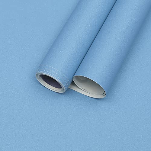 Ismoon 15.7X118Blue Contact Paper Matte Blue Wallpaper Peel and Stick Removable Self-Adhesive Wallpaper Vinyl Film Paper Shelf Liner for Decorating Wall Table and Door Cabine