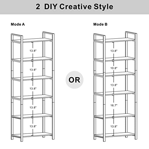 IRONCK Bookshelf 6Tier Ladder Shelf 110lbs/shelf Vintage Industrial