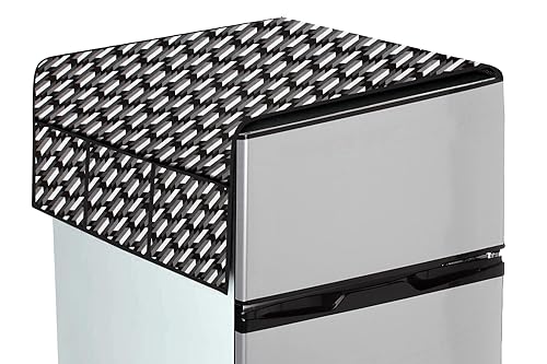 Image of The Furnishing Tree Fridge Top Cover Compatible for Samsung RR20C1824CR /HL, 183 LTR WxL 65x111 in CM Symmetric Pattern Black