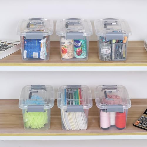 Bac de rangement transparent 6L avec couvercle | Lot de 6 boîtes plastique