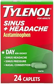Tylenol Sinus + Headache Daytime Non-Drowsy Relief Caplets, Acetaminophen 325mg, Nasal Decongestant for Sinus Pressure, Headache & Nasal Congestion Relief, 24 ct