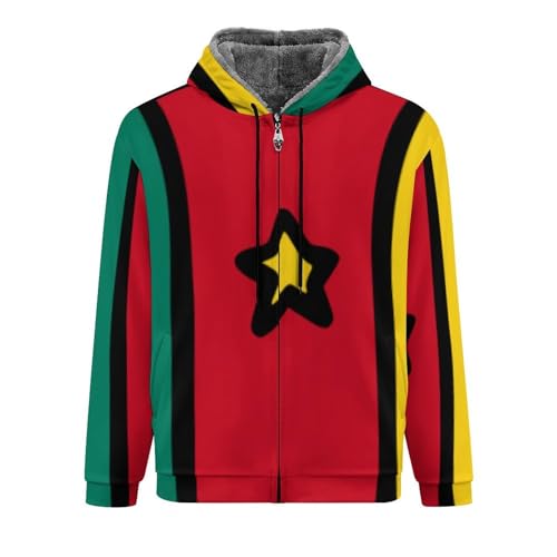 Sweat à capuche homme zippé oversize en polaire épaisse imprimé drapeau Cameroun de qualité - 4
