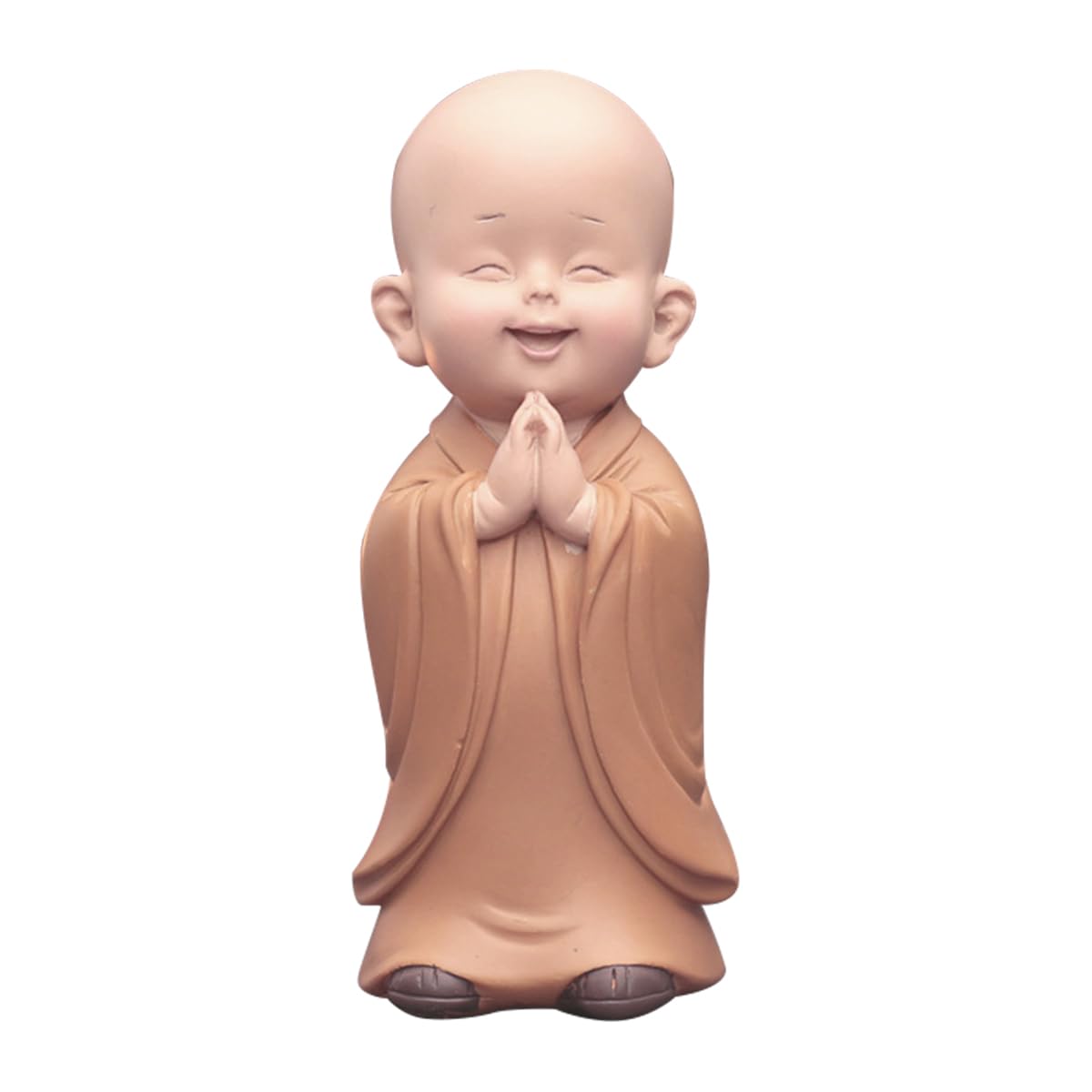 ORTIZA® Cute Monk Sculpture 1PC, Buddhist Monk Miniature Statue, Zen Desk Decor Resin, Smile Young Buddhist Monk, Mini Statue Yoga Room Decor Office Table Decor, Statue in Namaste Pose, 5x3.5x8.5cm