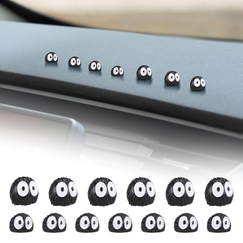 Gjinxi 40 Accesorios de Coche de Hollín Sprite Lindo Interior Automotriz de Anime para Salpicadero de Coche Espejo Retrovisor y Salpicadero Decoración de Estudio Ghibli Divertido Adorno