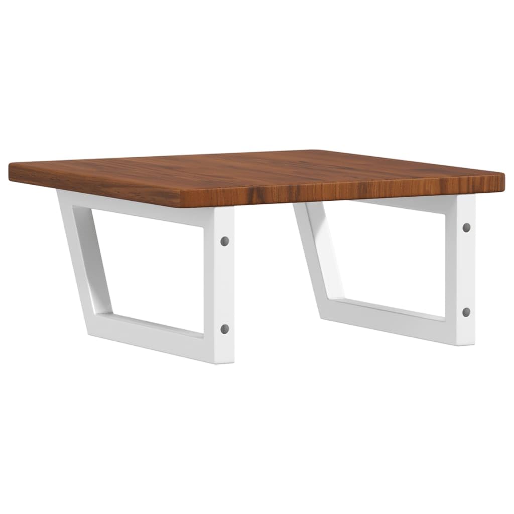 Piano lavabo in legno massello di quercia con supporto in acciaio, 50 x 50 cm, trapezoidale, portata fino a 100 kg, salvaspazio per lavabo con mobiletto, bagno moderno, facile montaggio a