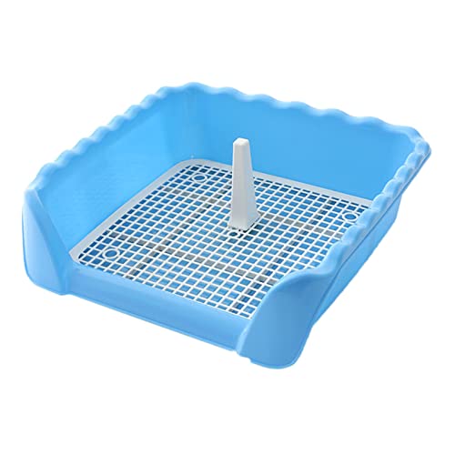 Generic Pet Cat Training Toilet Tray, with Post Pee Pad Holder Detachable Mesh Grids Bedpan Puppy Potty Dogs Toilet for Puppy Indoor Small Animals, Blue Small