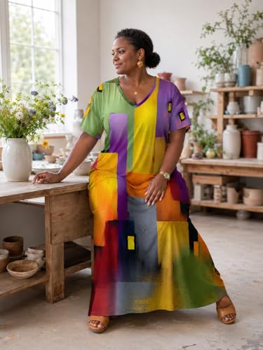 Image of SUZONANA Plus Size Dresses for Curvy Women African Print American Dress Summer Outfits Casual Loose with Pocket