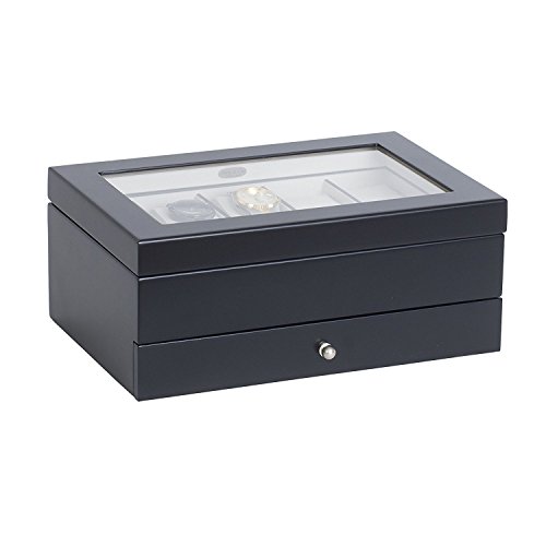 Mele & Co. Grant Glass Top Wooden Watch Box (10 Sections, Java Finish)