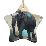 Adornos navideños de cerámica con diseño de elefantes asiáticos YUGTAEE para decoración del hogar para centros comerciales, hogares y tiendas minoristas