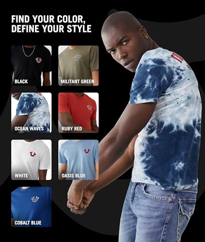 True Religion Herren Buddha Logo Crew Neck Tee T-Shirt, Ocean Waves, L – Ansicht 5