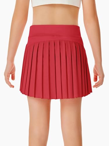Image of Haloumoning Girls Pleated Skirts with Shorts Athletic Tennis Skorts Sport Performance Skirt with Pockets 4-14 Years
