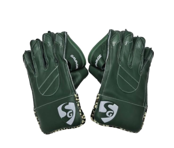 Image of SG Savage Mens-Green- Wicket Keeping Gloves-Mens (17+)