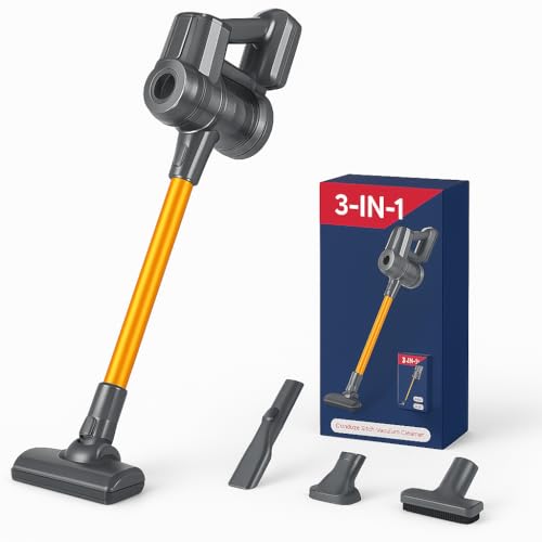 RKIDZ Toy Cordless Handheld Vacuum Cleaner with Real Suction, interactive with Lights & Sound, Realistic Role Play Fun Cleaning Set for Kids Aged 3+