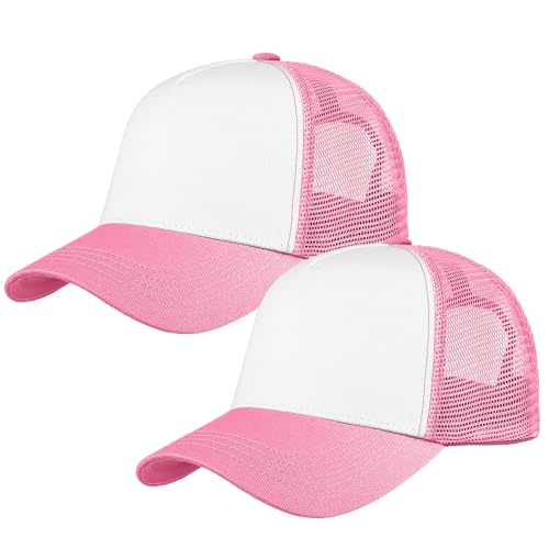 Image of Falari 5-Panel Mesh Baseball Cap, Trucker Hat, Structured Plain Design, Cotton, Adjustable Size