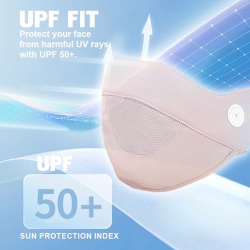 Image of SANNIDHI Face Cover Mask for Women UPT 50+ Protection Summer Driving Face Mask with Adjustable Ear Loops Mesh Breathable Masks - Reuseable & Washable