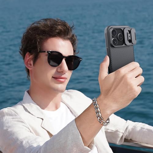 Image of NILLKIN for iPhone 17 Pro Max Case Magsafe, [Dual-Slide Lens Cover] [4-Corner Shockproof Airbags] [Anti-Lost Lanyard Hole] Slim Phone Case Magnetic Silicone Cover for iPhone 17 Pro Max 6.9 inch, Black