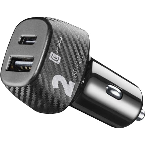 Chargeur voiture Cellularline Car Multipower 2 Fast+ trajets connectés
