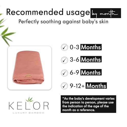 Image of K E L O R Swaddle Blankets, Baby Swaddling Wrap Nursery Blanket for Boys & Girls Unisex, Soft 95% Viscose from Bamboo and 5% Spandex, Large 45 x 45 inches, Ribbed Blush Pink