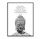 Buddhism Quotes Wall Decor Buddha Inspirational Spa Wall Art Print Meditation Gift for Women, Yoga Motivational Spiritual Buddha Room Decoration Poster 8x10 inches UNFRAMED