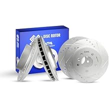Set of 4 Sanwa 303mm Front/292mm Rear LH & RH Brake Rotor Drilled & Slotted Geomet Compatible with Buick Lucerne Cadillac DTS 2006-2011 4.6L [55126 55127]