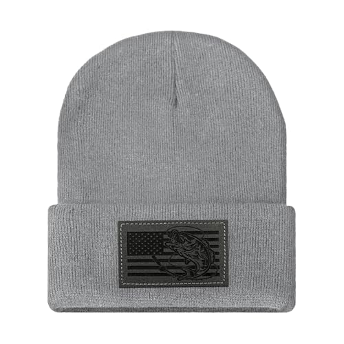 Image of American Flag Fishing Beanie Hat for Men, Christmas Dad Birthday Beanie Hats Gift for Women Men